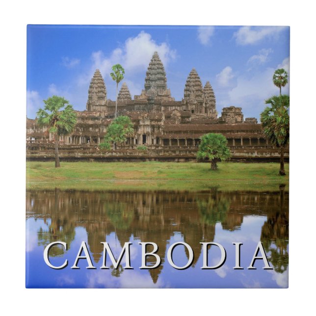 Angkor Wat Temple | Kampuchea, Cambodia Tile (Front)
