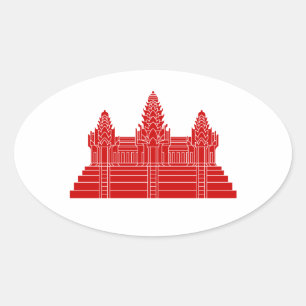 Angkor Wat Ver.2.0. Khmer Temple Oval Sticker