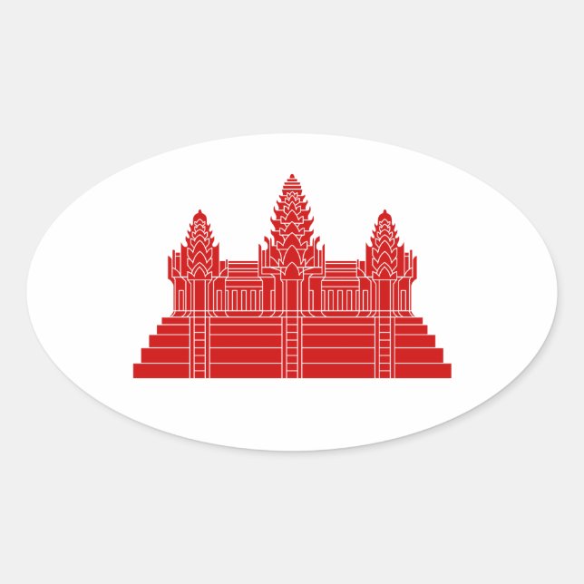 Angkor Wat Ver.2.0. Khmer Temple Oval Sticker (Front)