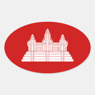 Angkor Wat Ver.2.0. Khmer Temple Oval Sticker