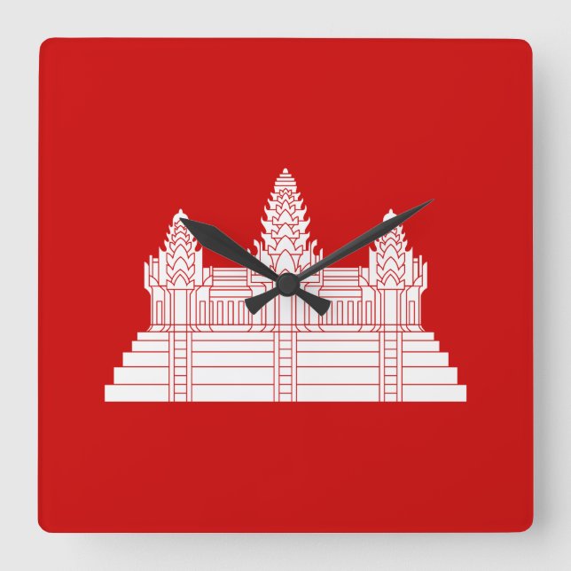 Angkor Wat Ver.2.0. Khmer Temple Square Wall Clock (Front)