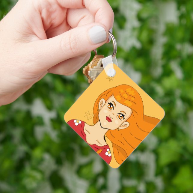 Angle Number One Heart Long Blonde Hair Princess Key Ring (Hand)