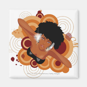 Angle of a woman enjoying music with headphones magnet