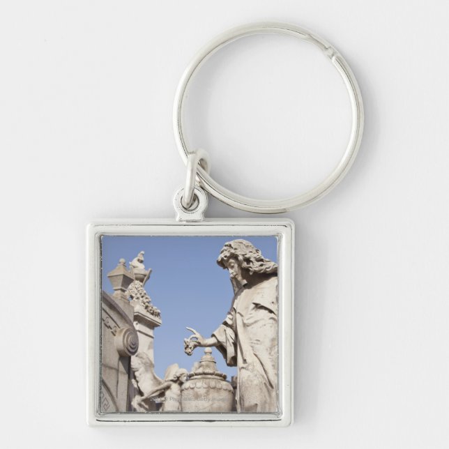 Angle Statue Close Up in La Recoleta Cemetery Key Ring (Front)
