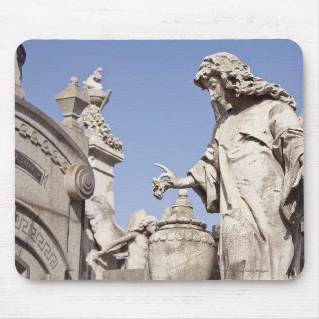 Angle Statue Close Up in La Recoleta Cemetery Mouse Mat (Front)