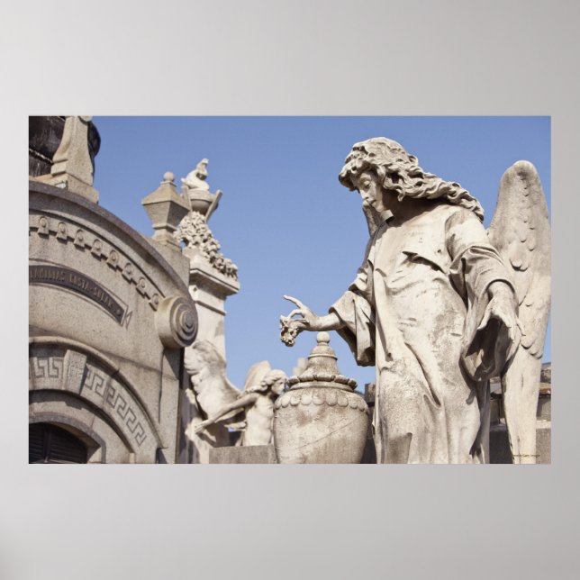 Angle Statue Close Up in La Recoleta Cemetery Poster (Front)