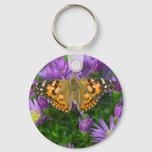 Angle Wing Butterfly On Cone Flower Key Ring