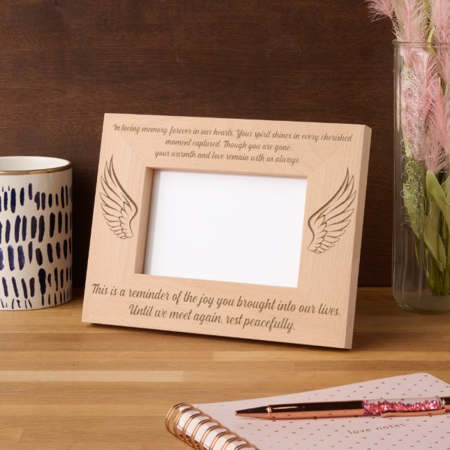 Angle Wings Funeral Custom Message Mermorial Photo Etched Frames (Left)