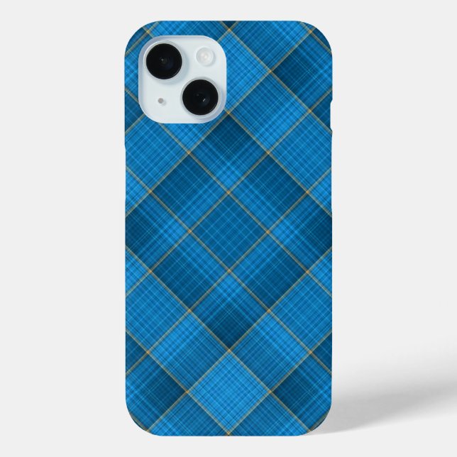 Angled Blue Plaid Pattern Case-Mate iPhone Case (Back)