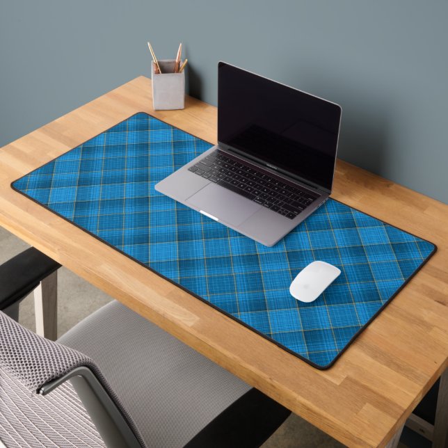 Angled Blue Plaid Pattern Desk Mat (Office 2)