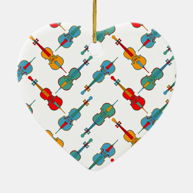 Angled Cellos Ceramic Ornament (Back)