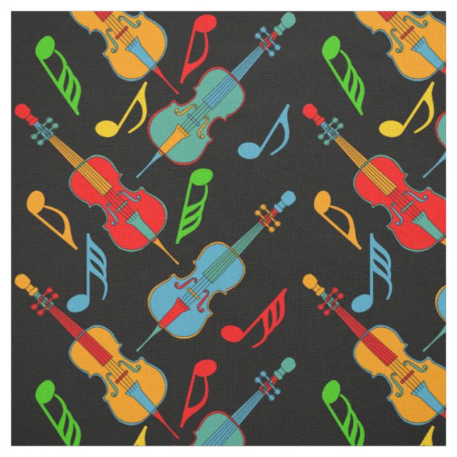 Angled Cellos Music Notes Fabric (Swatch)