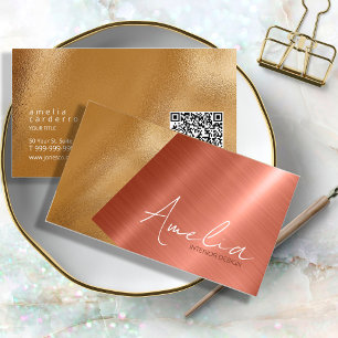 Angled Metallic Copper and Gold ID942 Business Card