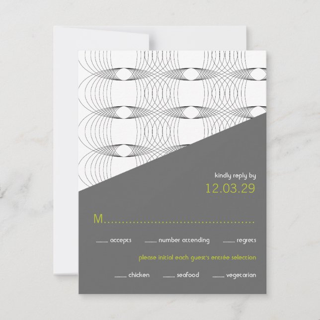 Angled Mod Rings Retro Modern Wedding RSVP Cards (Front)