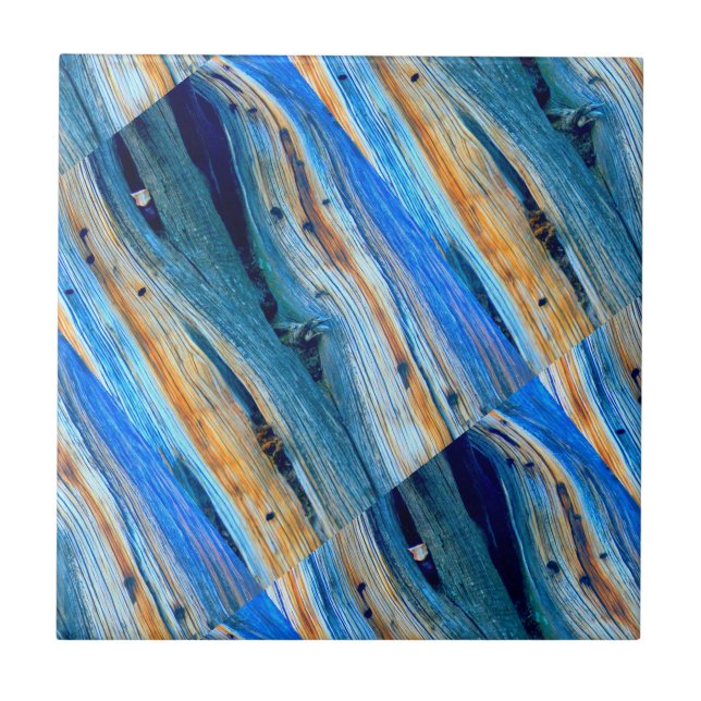 angled rustic blue wood boards tile (Front)