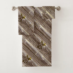 Angled Rustic Wood Panel Bath Towel Set