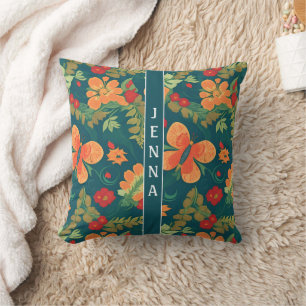 Angled Sunbeam Caterpillar Floral Color Pattern Cushion