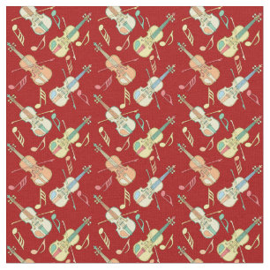 Angled Violins Music Notes Fabric