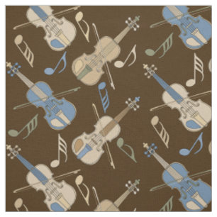 Angled Violins Music Notes Fabric