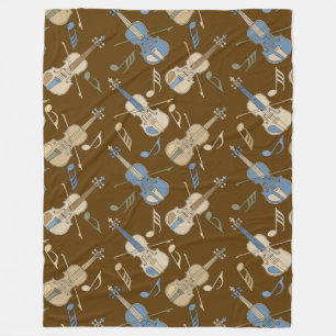 Angled Violins Music Notes  Fleece Blanket