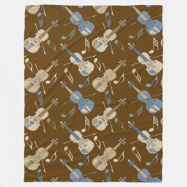 Angled Violins Music Notes  Fleece Blanket (Front)