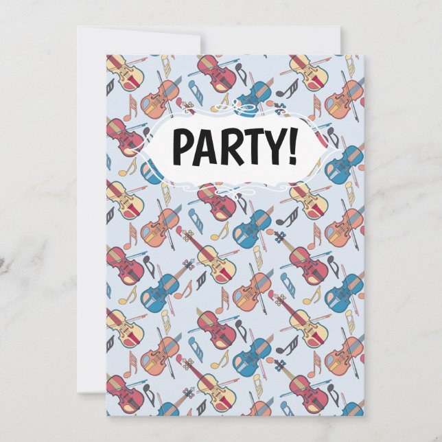 Angled Violins Music Notes Invitation (Front)