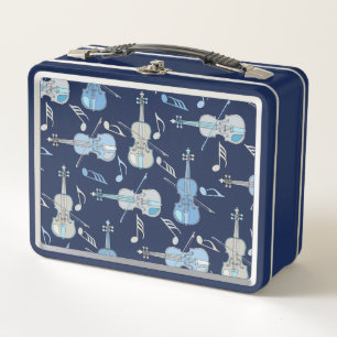 Angled Violins Music Notes  Metal Lunch Box