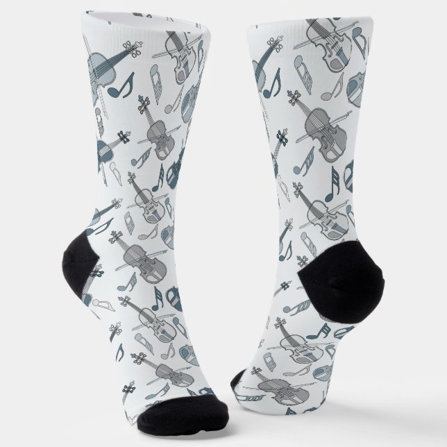 Angled Violins Music Notes Socks (Angled)