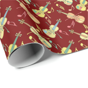 Angled Violins Music Notes Wrapping Paper