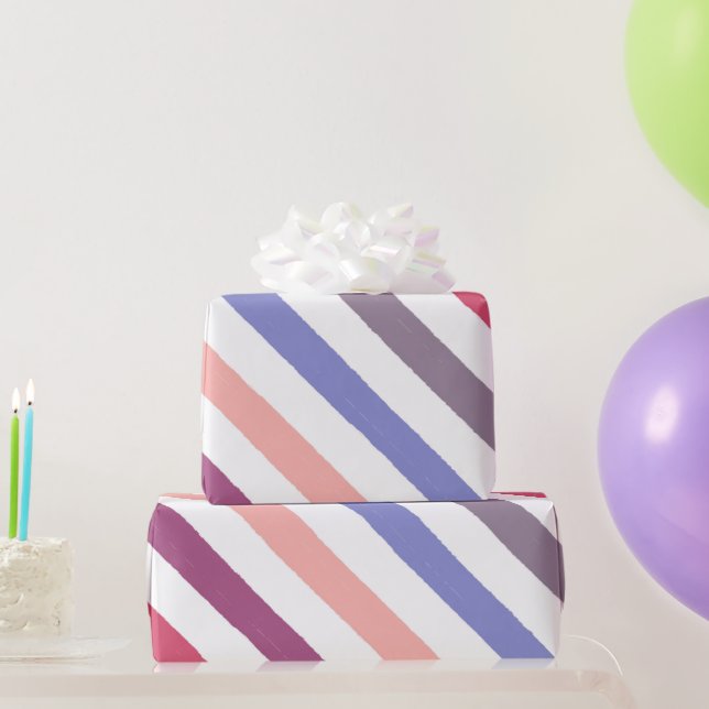 Angled Watercolor Stripes Wrapping Paper (Party Gifts)