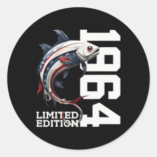Angler 61st Birthday Fishing Limited Edition 1964 Classic Round Sticker
