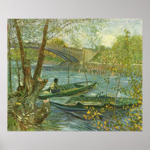 Angler and boat at the Pont de Clichy by van Gogh Poster