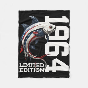 Angler Birthday Fishing Limited Edition 1964 1 Fleece Blanket