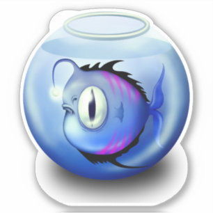 Angler fish aquarium fish bowl cute blue white
