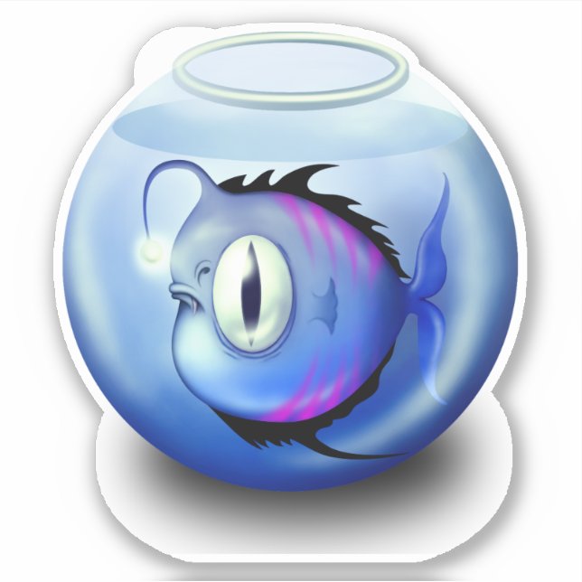 Angler fish aquarium fish bowl cute blue white (Front)