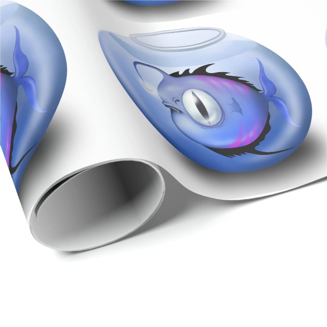 Angler fish aquarium fish bowl cute wrapping paper (Roll Corner)