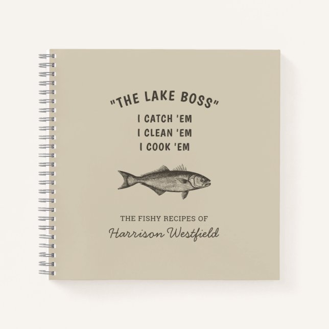 Angler Fishing Humour Personalised Fish Recipes Notebook (Front)