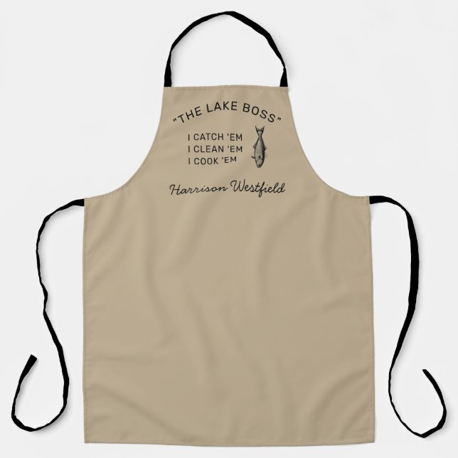Angler Fishing Humour Personalised Khaki Apron (Front)