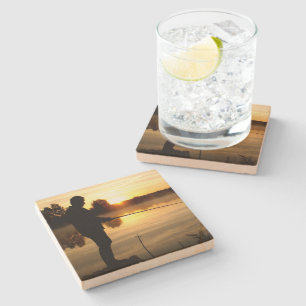 Angler morning stone coaster
