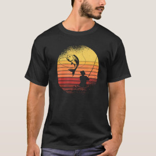 Angler Retro Vintage Sunset Fisherman Fishing Fish T-Shirt