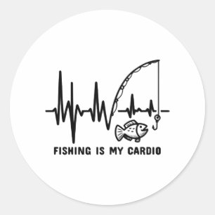 Angler’s Pulse – Fishing is My Cardio Tee Classic Round Sticker