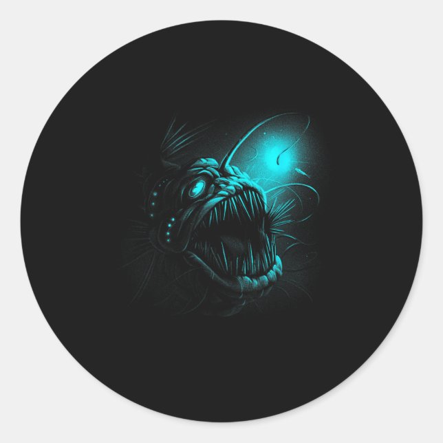 Anglerfish Deep Sea Creatures Angler Fish Ocean Se Classic Round Sticker (Front)