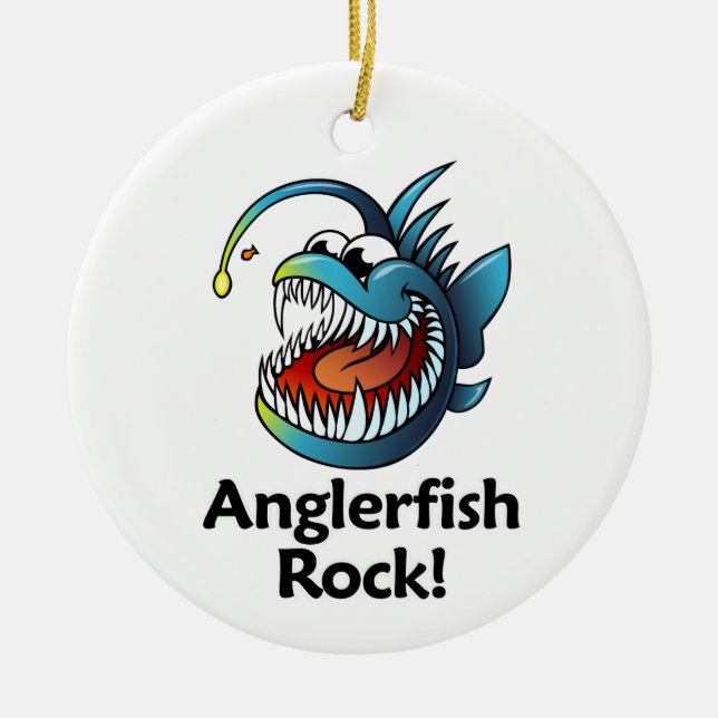 Anglerfish Rock! Ceramic Tree Decoration (Front)