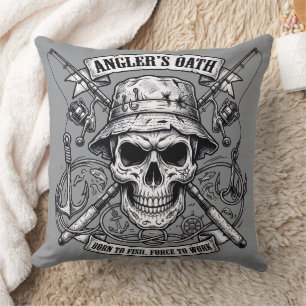 Angler's Oath – Born to Fish, Forced to Work Cushion