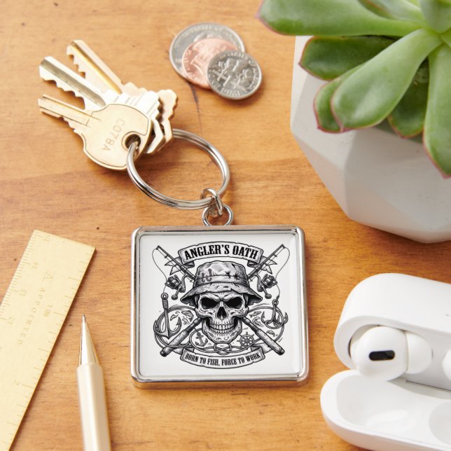 Angler's Oath – Born to Fish, Forced to Work Key Ring (Desk)