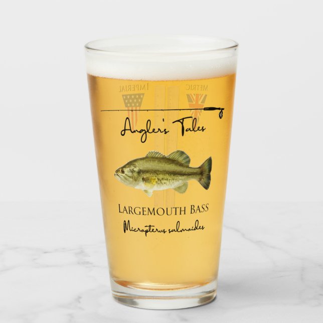 Angler's Tales Pint Glass - Largemouth Bass (Front Filled)