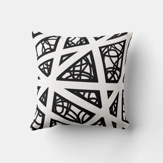 Angles in Black and White Cushion (Back)