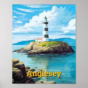 Anglesey Wales Vintage Travel  Poster
