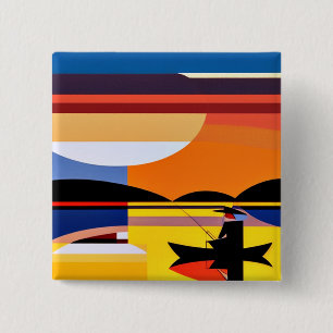 Angling at sunset 15 cm square badge