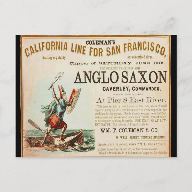 Anglo Saxon Clipper sailing ship Postcard (Front)